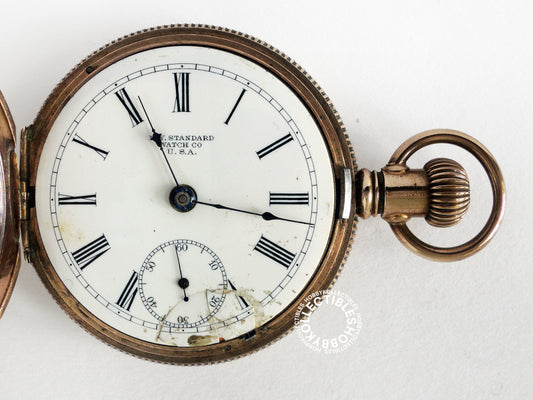 New York Standard Gold Plated Hunting Lever Pocket Watch