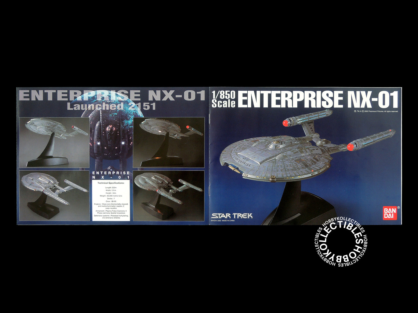 Bandai Star Trek 1/850 Enterprise NX-01 Pre-Painted + Light Up Model Kit