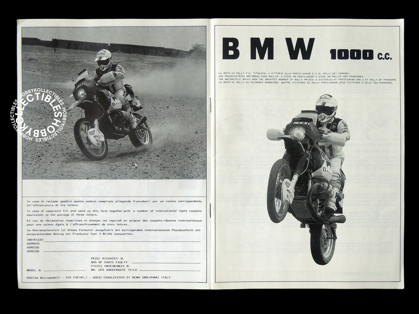 Protar Vintage 1/9 BMW Rally Mod. 11203 Motorcycle Model Kit