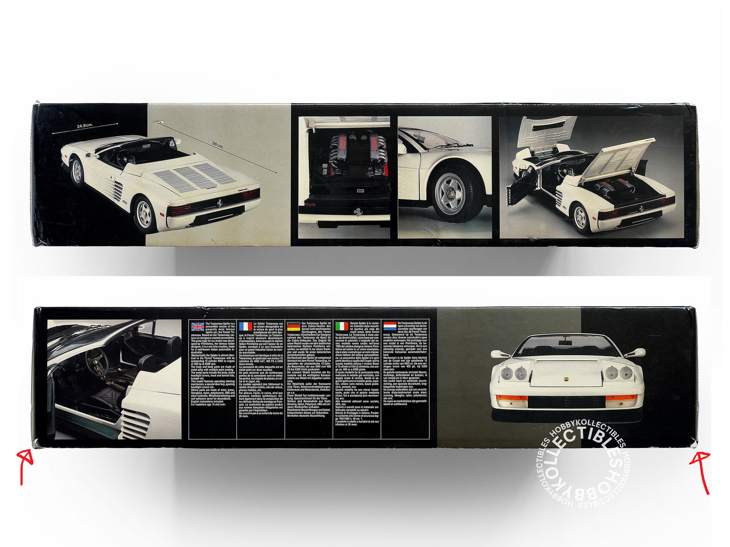 Pocher Rivarossi 1/8 Ferrari Testarossa Spider Metal Body K52 White Color Plastic Model Kit