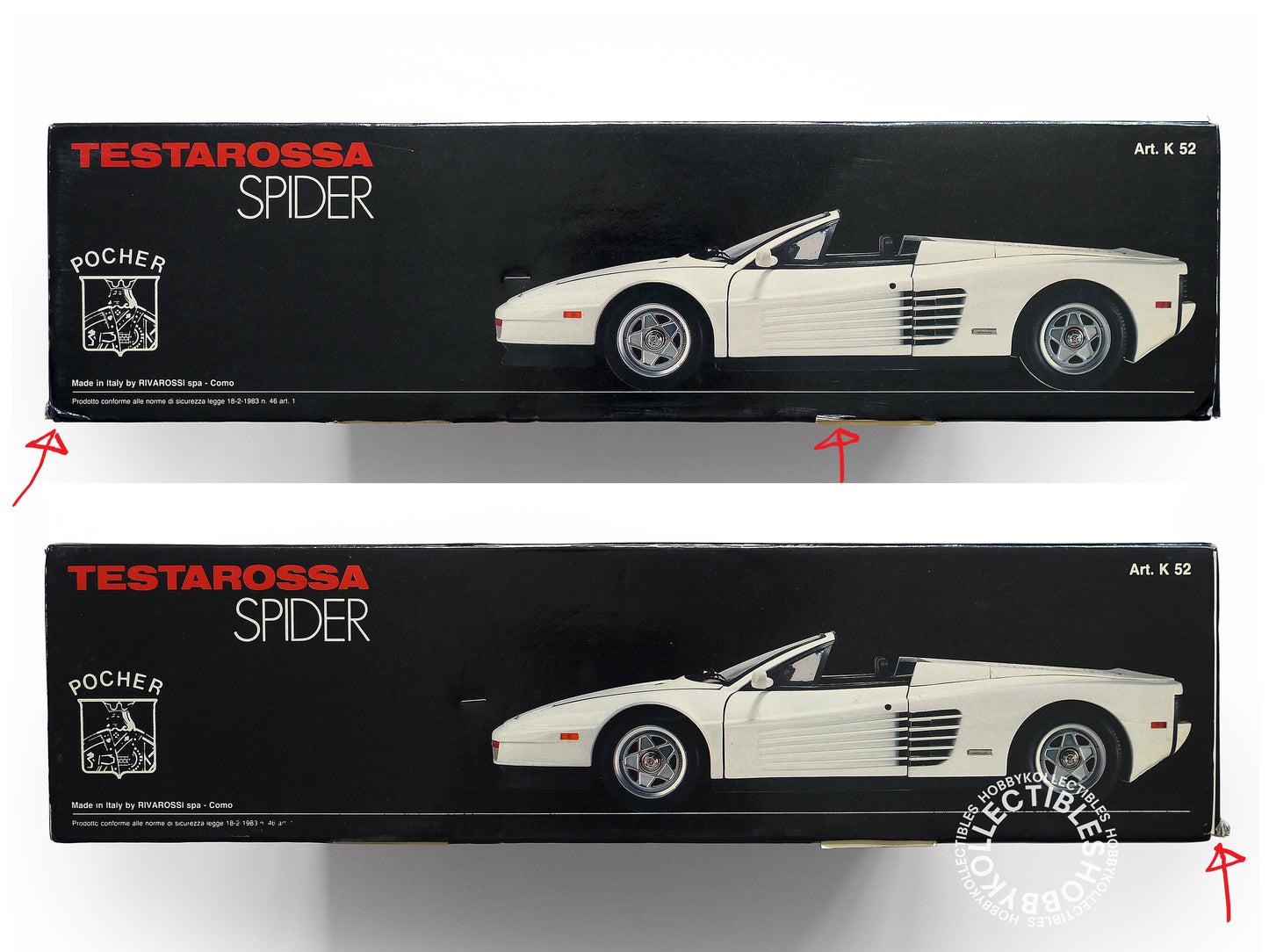 Pocher Rivarossi 1/8 Ferrari Testarossa Spider Metal Body K52 White Color Plastic Model Kit