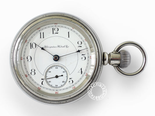 (SOLD) American Hampden Nickel Open Face Lever Pocket Watch Re-Case