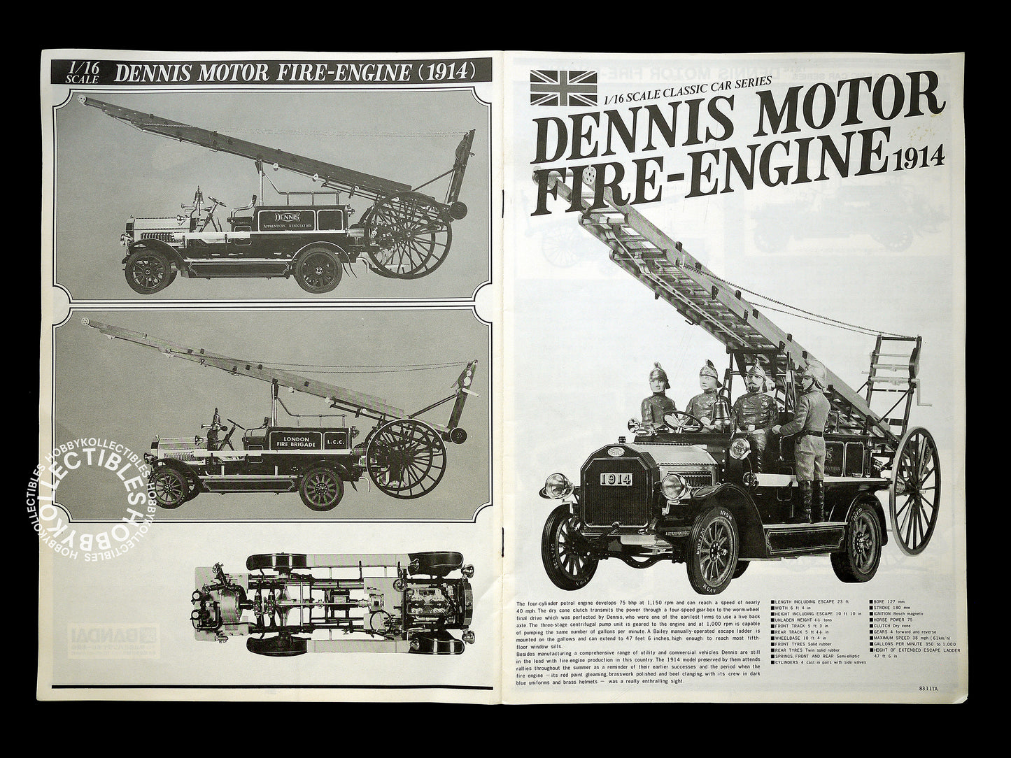 Bandai Vintage 1/16 Dennis Motor Fire-Engine Classic Model Kit