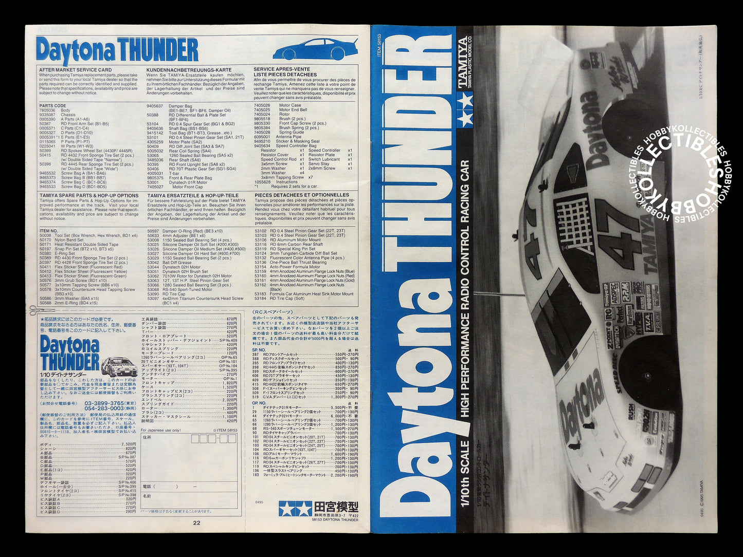Tamiya Vintage 1/10 RC Daytona Thunder #58153 Group C Model Kit