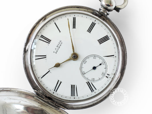 English Silver Hunter Case C.J. Hill London Fusee Pocket Watch