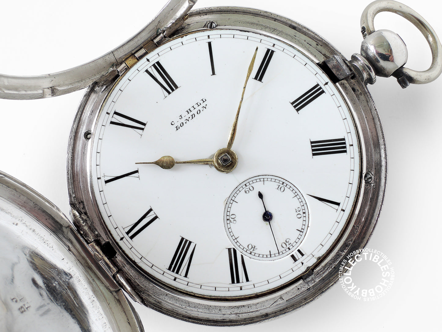 English Silver Hunter Case C.J. Hill London Fusee Pocket Watch
