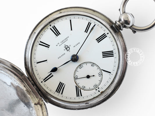 English Silver Hunter Case WM Crosby Lever Pocket Watch