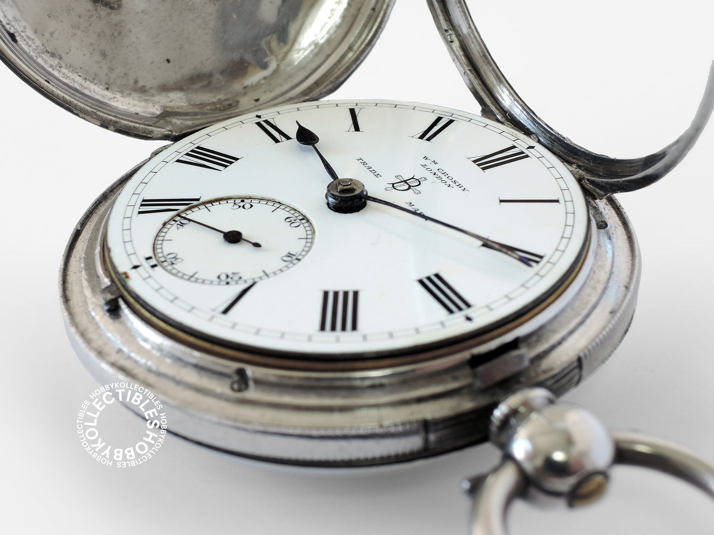 English Silver Hunter Case WM Crosby Lever Pocket Watch