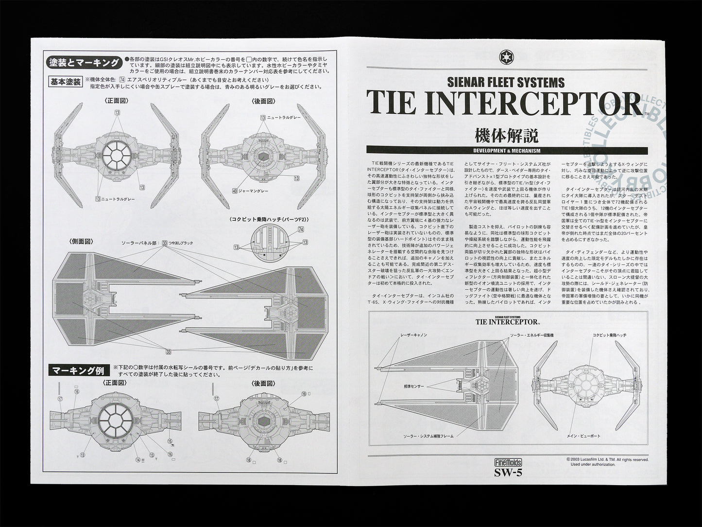 FineMolds Star Wars 1/72 Tie Interceptor SW-5 Model Kit Fine Molds