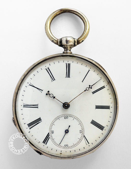 French Silver 2 Tone Open Face Cylinder Pocket Watch