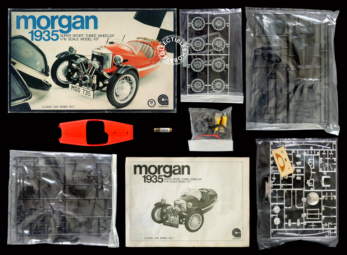 Gakken Vintage 1/16 Morgan Three Wheeler Model Kit