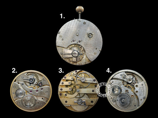 Lot of 4 Swiss Pocket Watch Lever Escapement Movt. for Parts