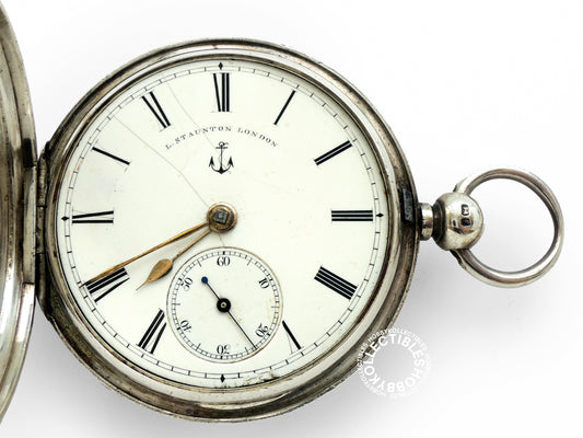 English Silver Hunter L.Staunton London Lever Pocket Watch