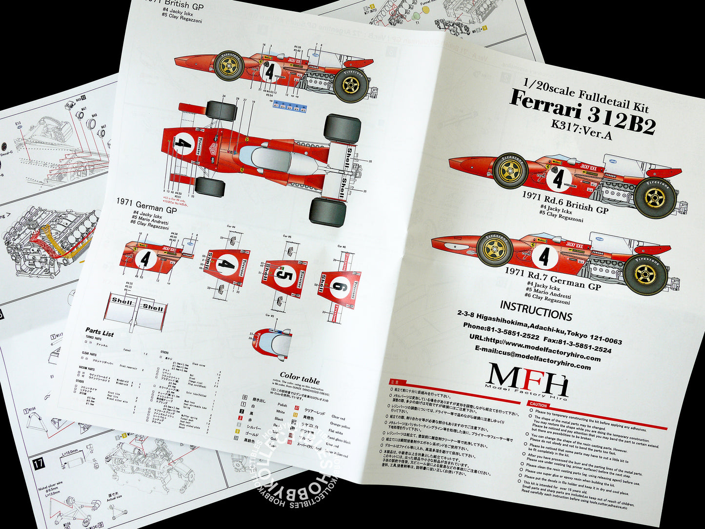 MFH 1/20 Ferrari 312B2 F1 Racing Full Detail Model Kit ver.A K317