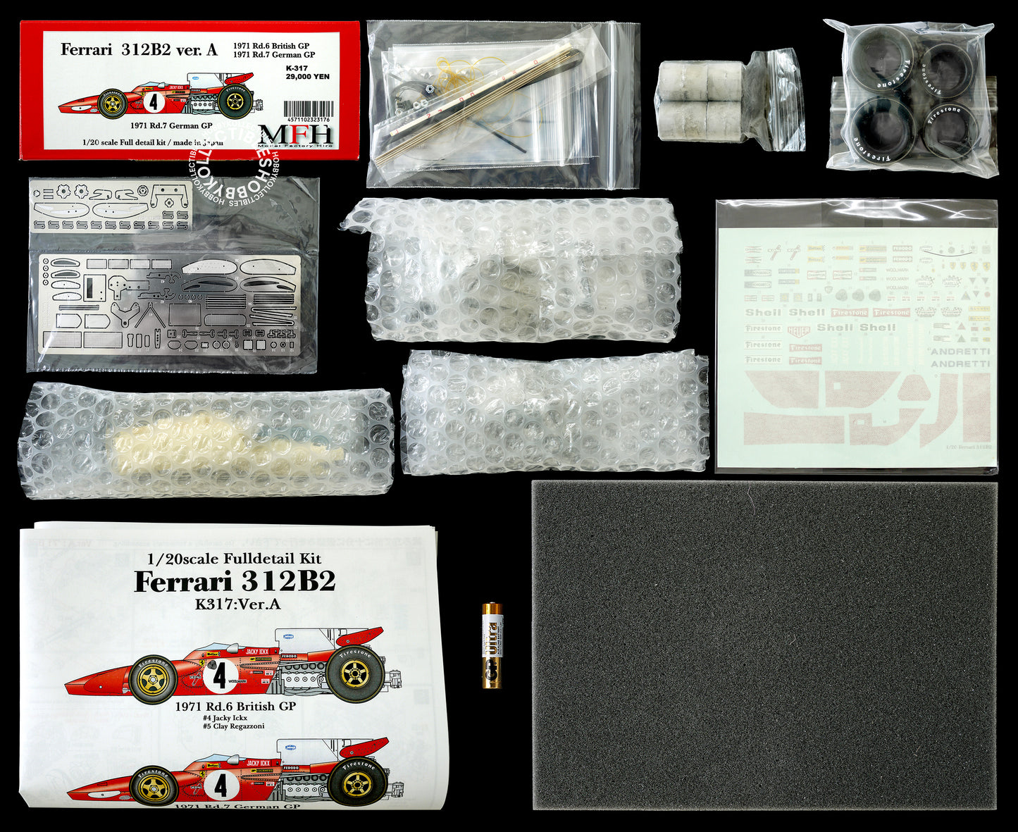 MFH 1/20 Ferrari 312B2 F1 Racing Full Detail Model Kit ver.A K317