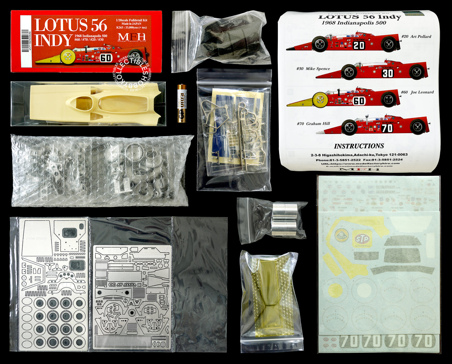 MFH 1/20 Lotus 56 Indy Car Full Detail Model Kit K263