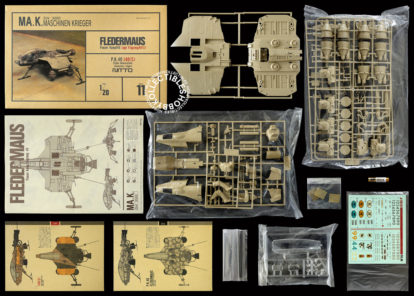 Ma.K Nitto SF3D Vintage 1/20 Fledermaus P.K.40 Model Kit