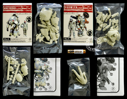 Lot of 2 Makoto Ma.K 1/35 New Fireball + Prowler w/Pilot Resin Kit