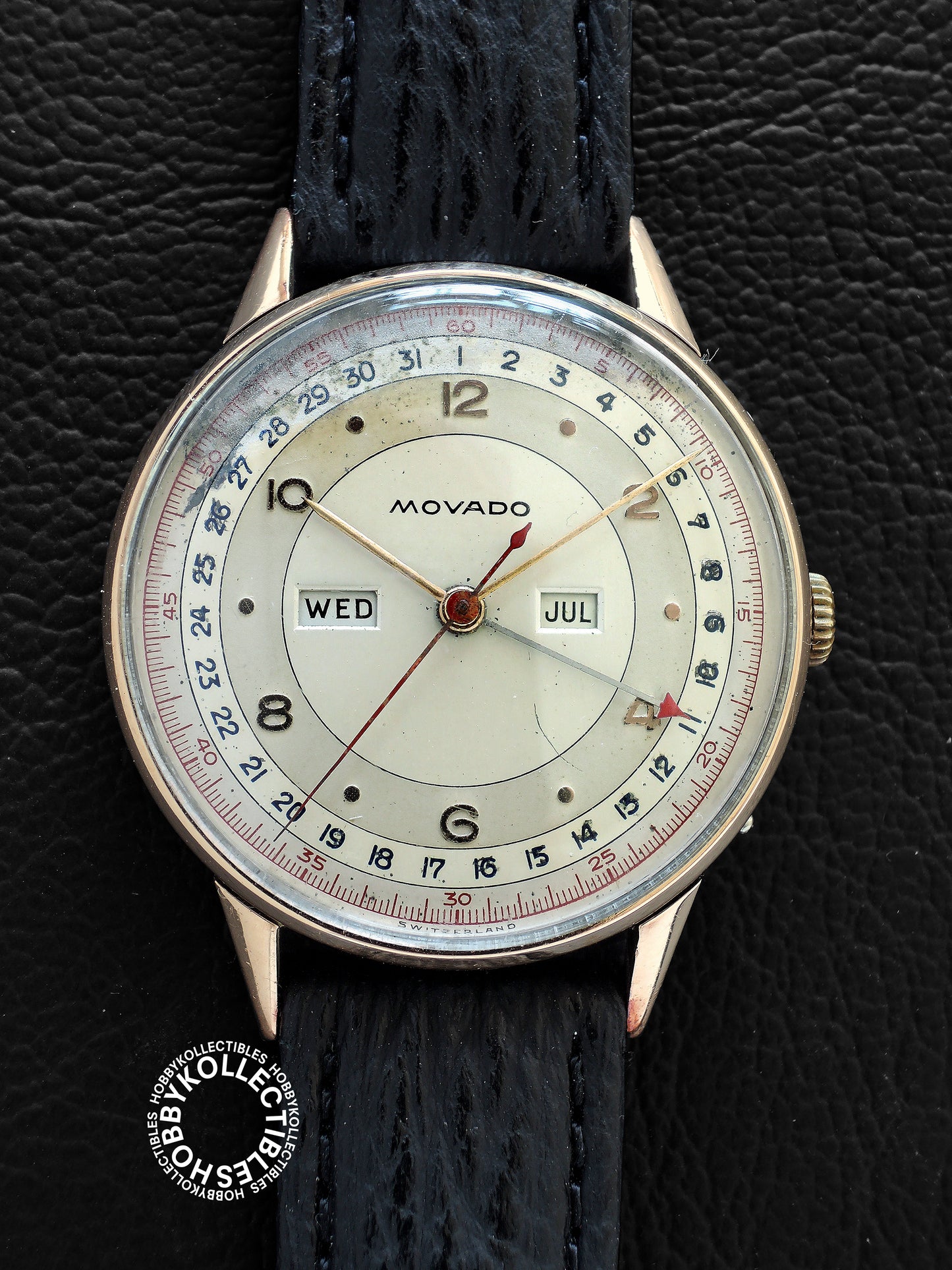 Swiss Vintage Movado Calendograf Triple Calendar Wrist Watch