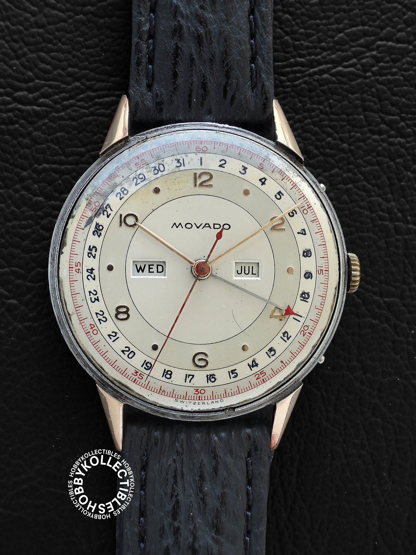 Swiss Vintage Movado Calendograf Triple Calendar Wrist Watch