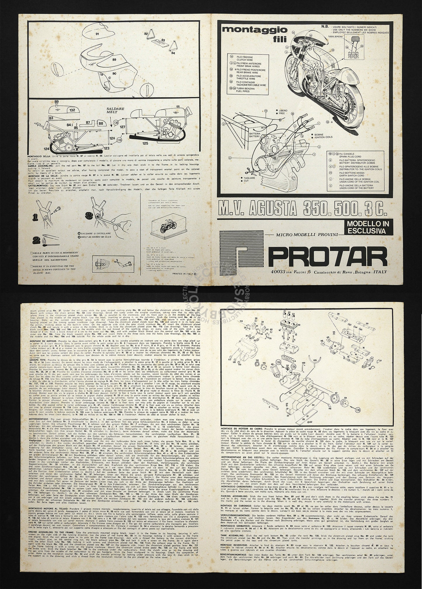 Protar Vintage 1/9 MOTO MV Mod.119 Motorcycle Model Kit