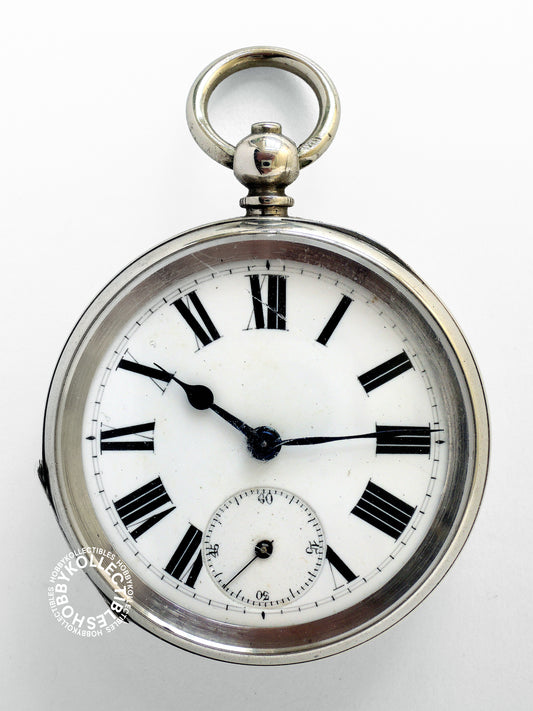 Swiss 800 Silver Open Face Cylinder Pocket Watch