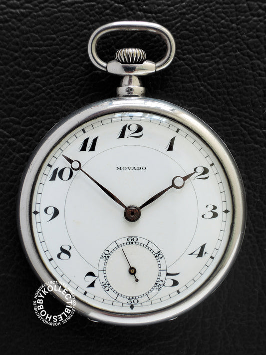 Swiss Movado Silver 900 Open Face Lever Pocket Watch