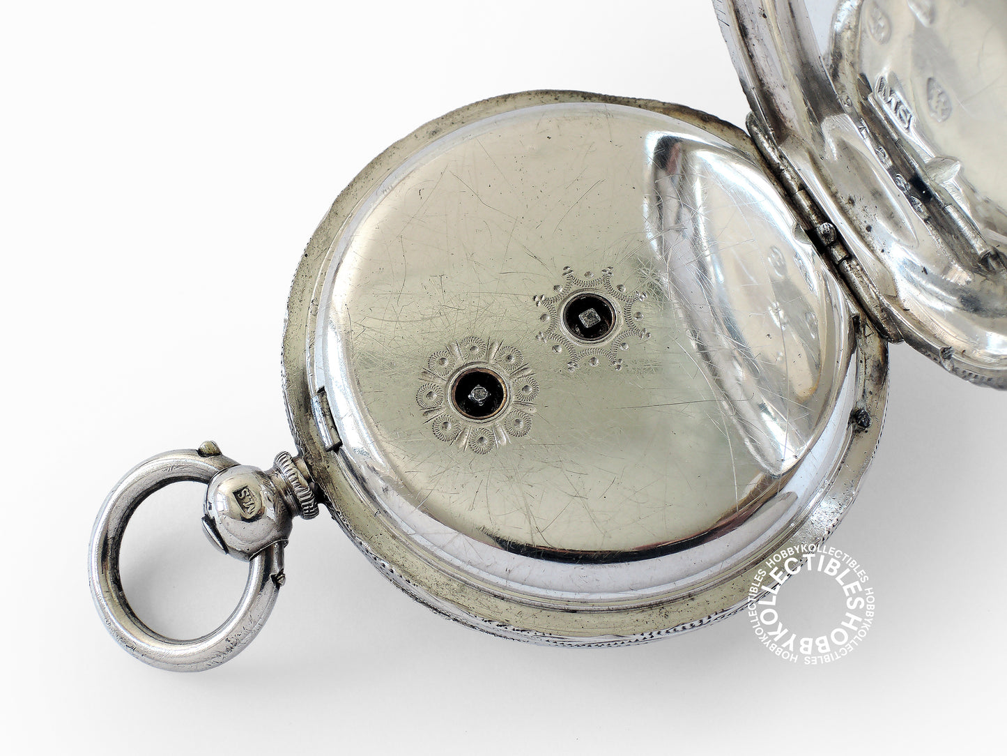 Antique Silver Open Face Fancy Enamel Cylinder Pocket/Fob Watch