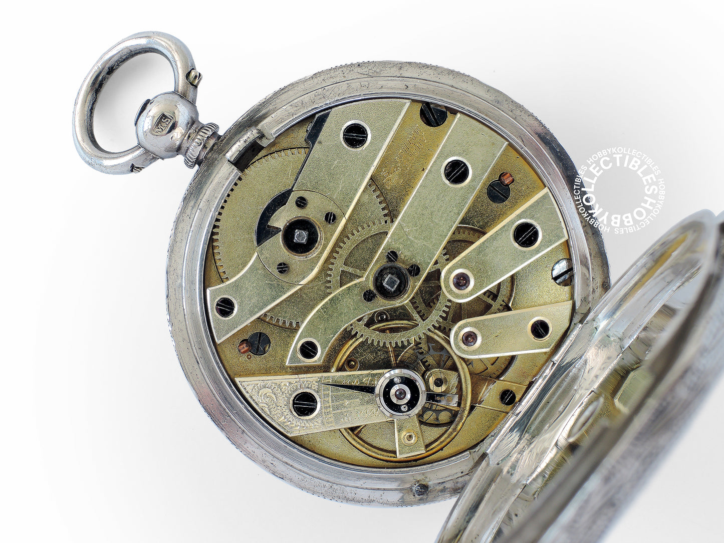 Antique Silver Open Face Fancy Enamel Cylinder Pocket/Fob Watch