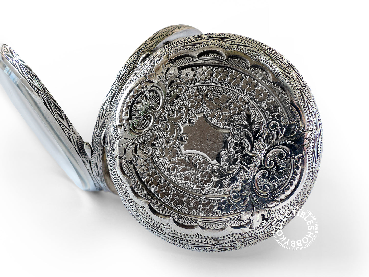 Antique Silver Open Face Fancy Enamel Cylinder Pocket/Fob Watch