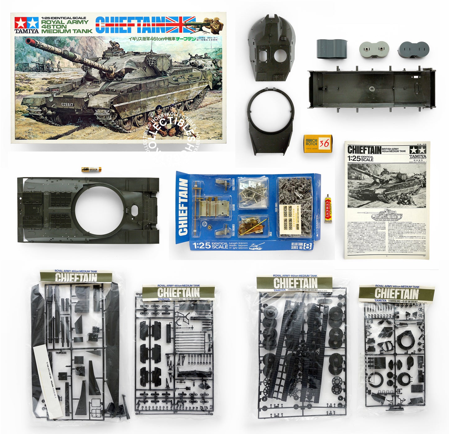 Tamiya Vintage 1/25 Motorised Chieftain Tank Model Kit