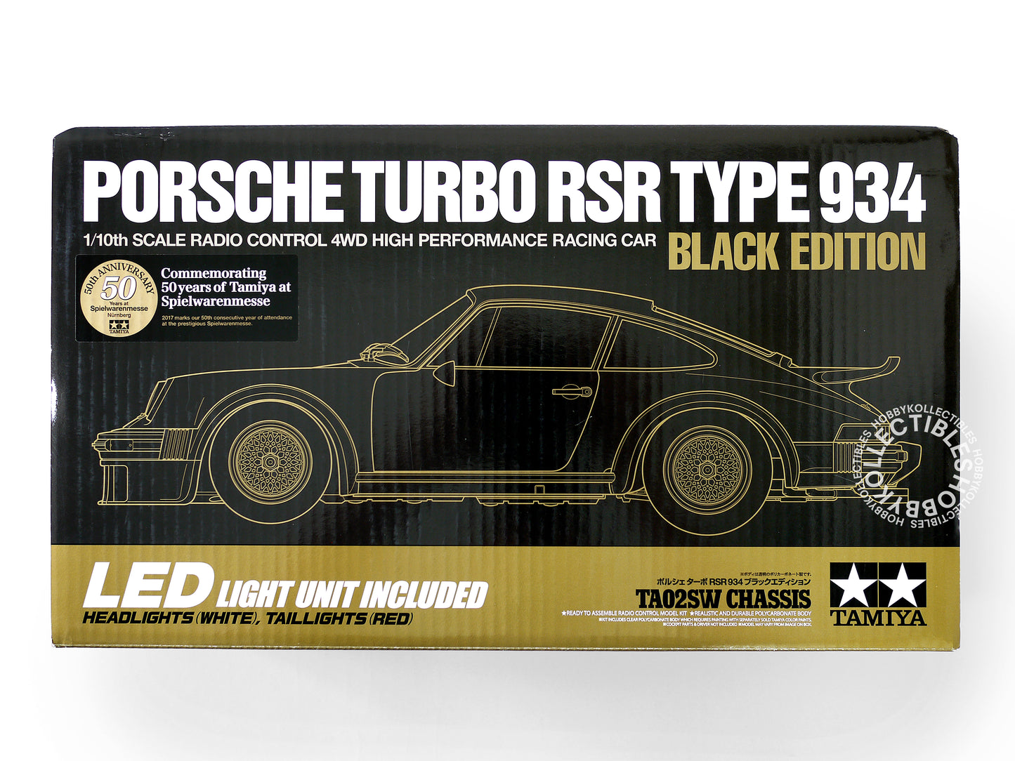 Tamiya 1/10 RC Porsche 934 #47362 50th Ann. LED Black Limited Edition
