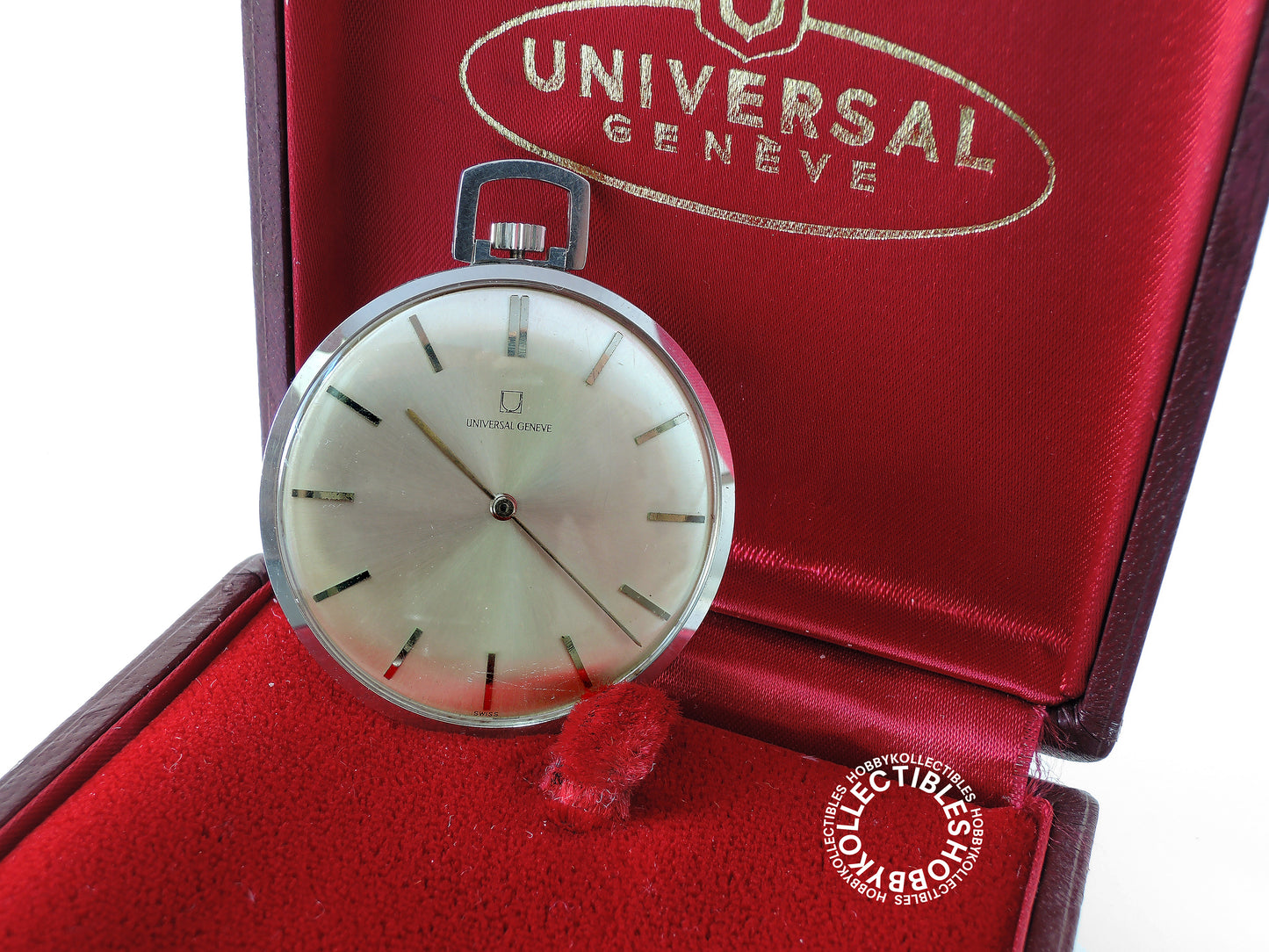 Swiss Universal Geneva Stainless Steel Open Face Lever Pocket Watch