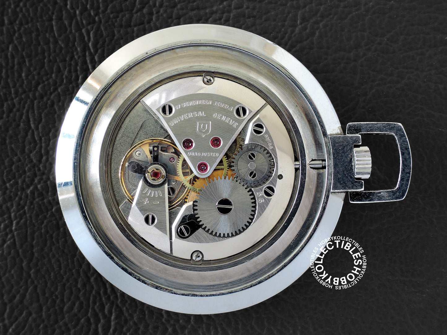 Swiss Universal Geneva Stainless Steel Open Face Lever Pocket Watch