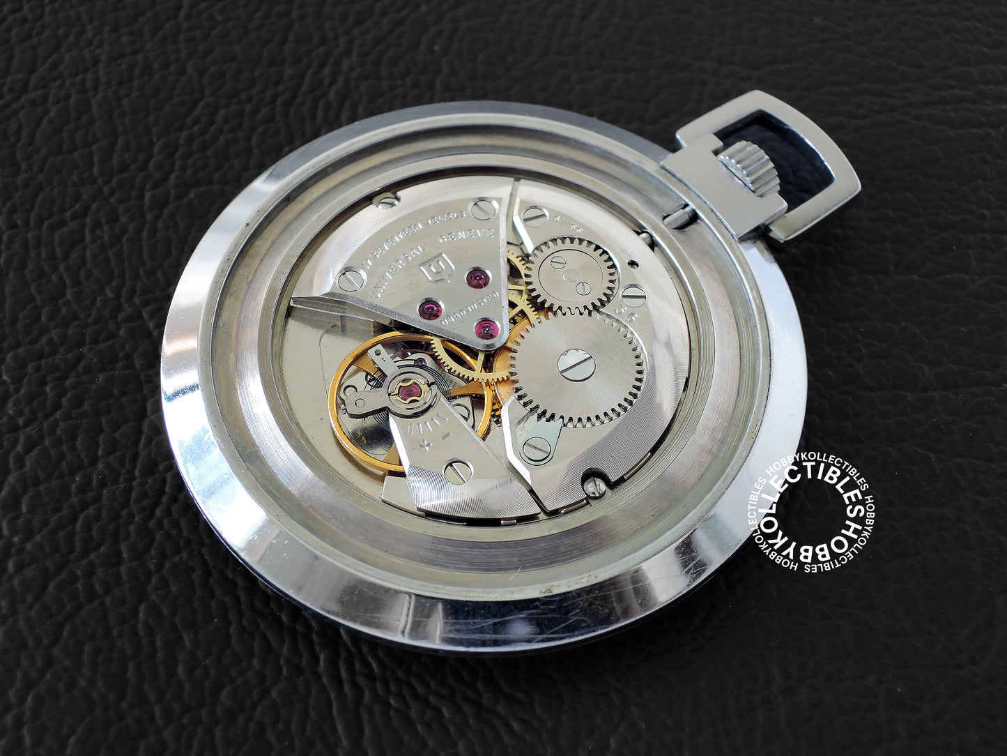 Swiss Universal Geneva Stainless Steel Open Face Lever Pocket Watch