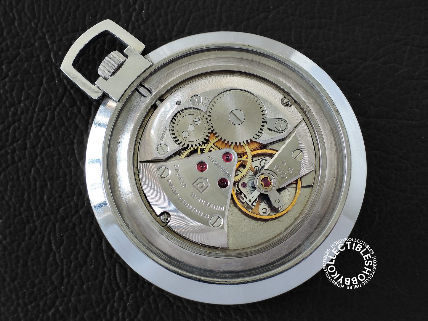 Swiss Universal Geneva Stainless Steel Open Face Lever Pocket Watch