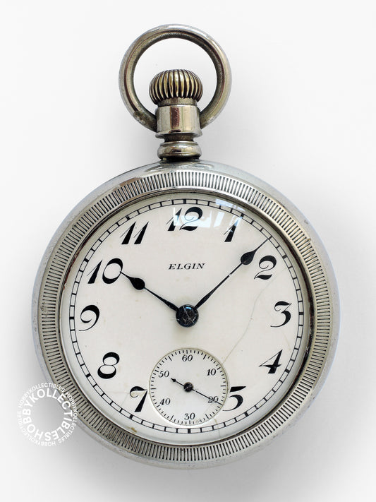 Lot of 2 Vintage American Nickel Pocket Watch Elgin Waltham