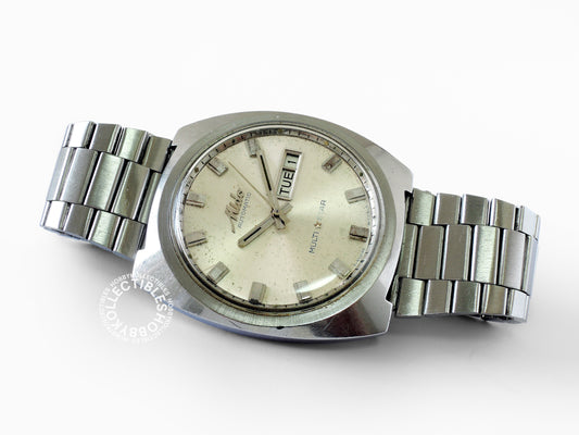Mido Vintage Multi Star Automatic Day Date Wristwatch Stainless Steel NEED SERVICE