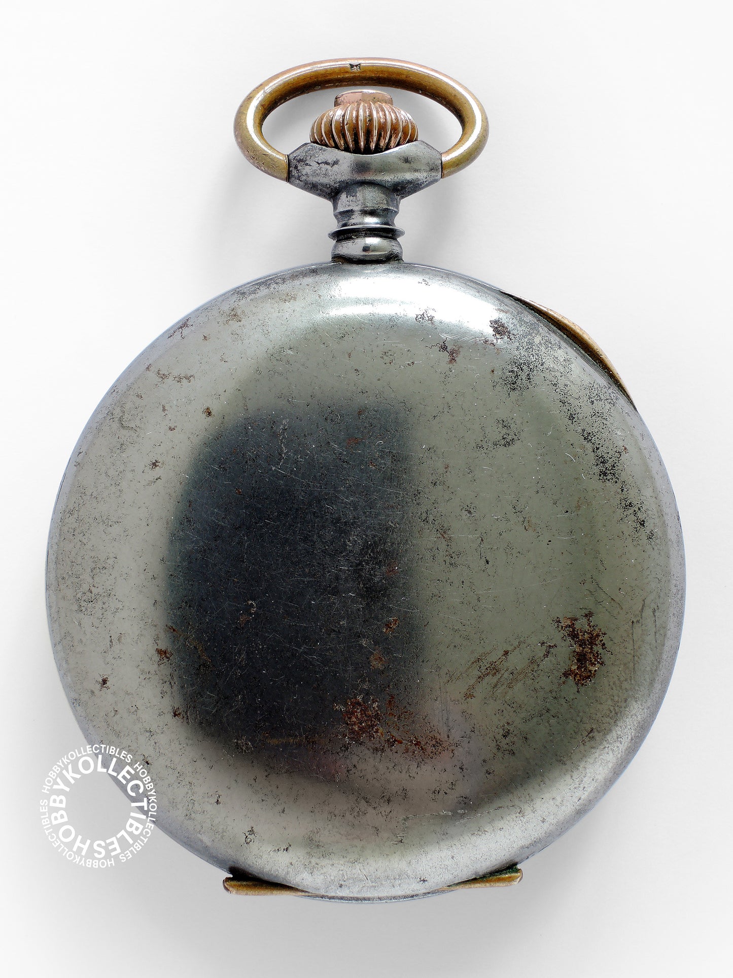 Swiss Gun Metal Open Face Chronograph Pocket Watch Need REPAIR