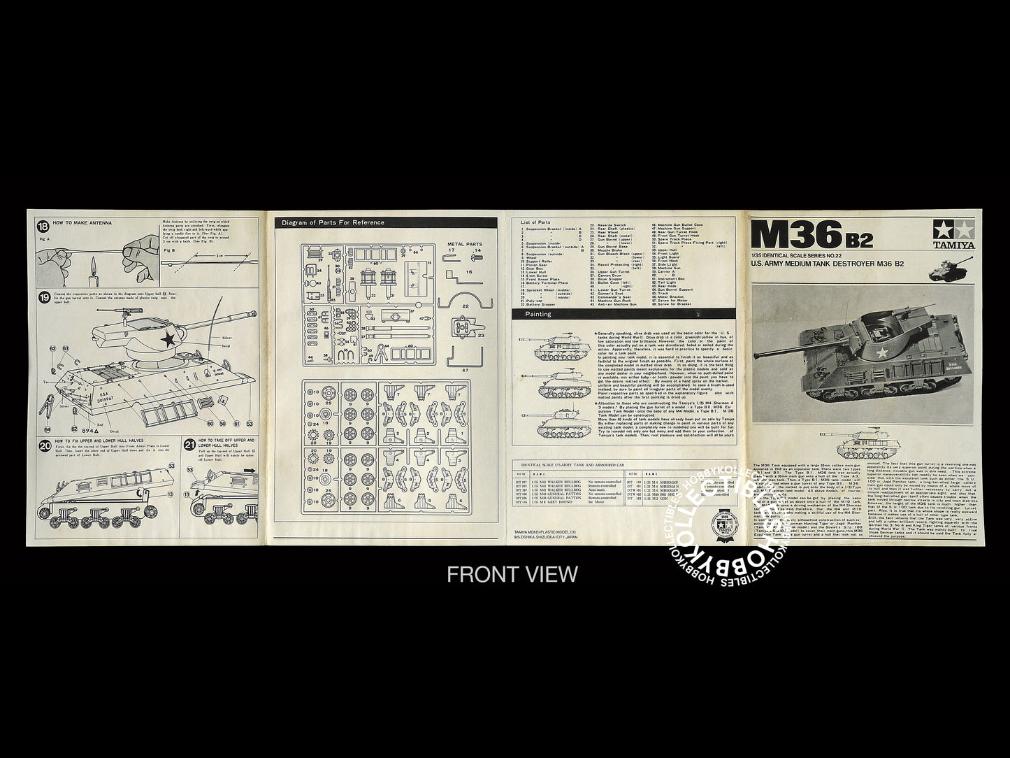Tamiya Mokei Vintage 1/35 US M36 B2 Tank MT122 Model Kit