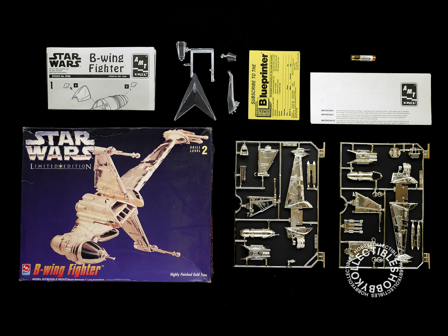 AMT ERTL Star Wars B-Wing Fighter Gold Tone Limited Ed. Model Kit