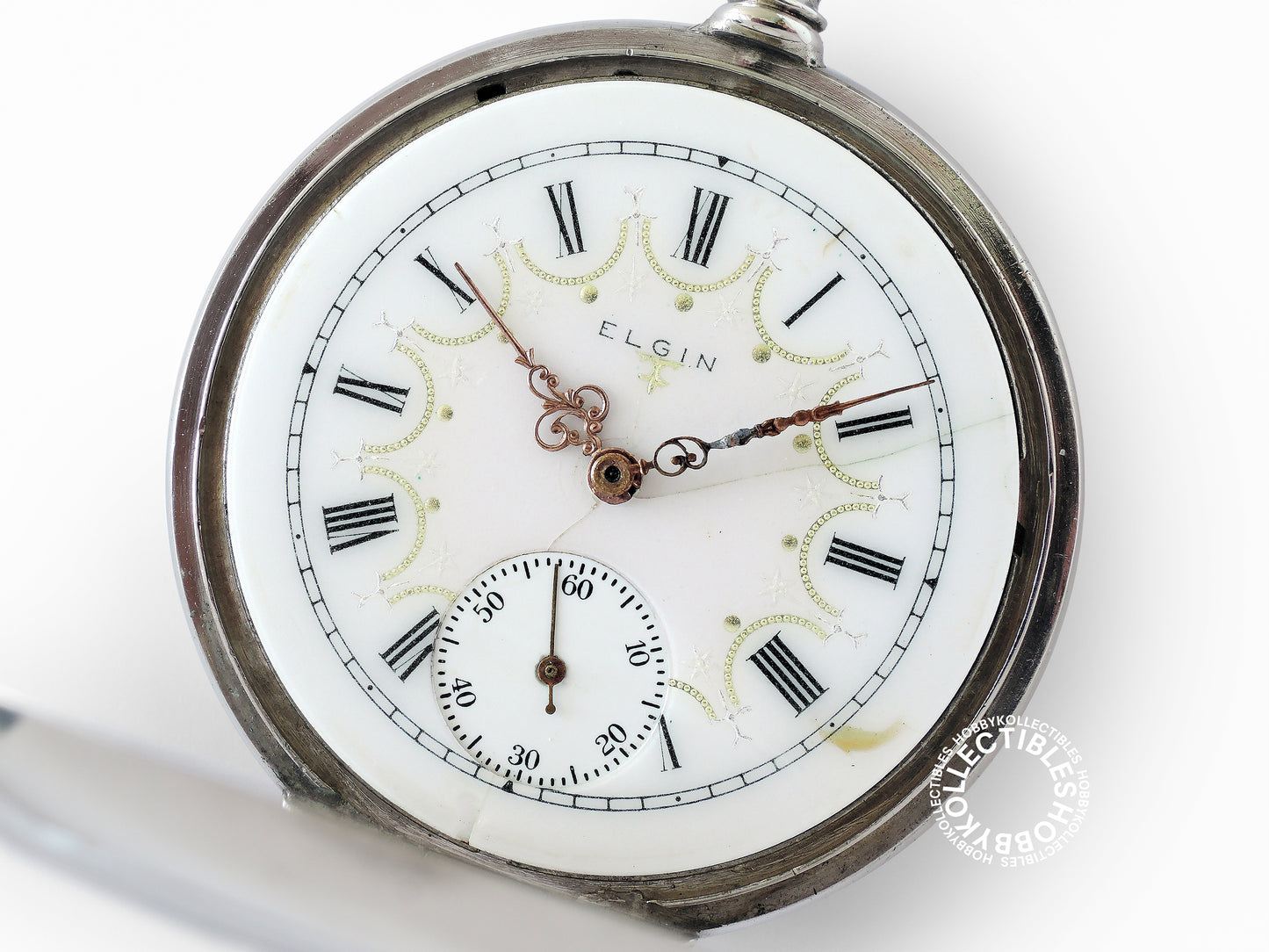 Elgin Silver Open Face Fancy Dial Lever Pocket Watch(RE-CASE)