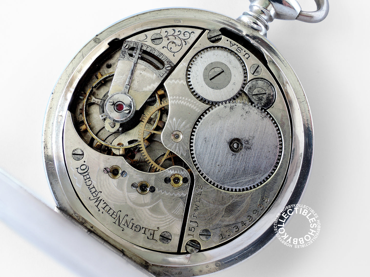 Elgin Silver Open Face Fancy Dial Lever Pocket Watch(RE-CASE)