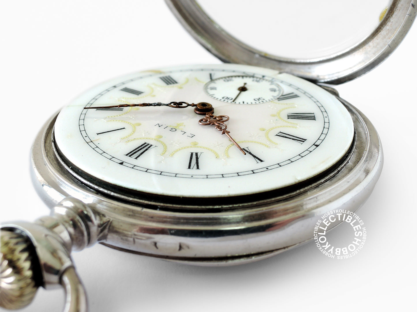 Elgin Silver Open Face Fancy Dial Lever Pocket Watch(RE-CASE)