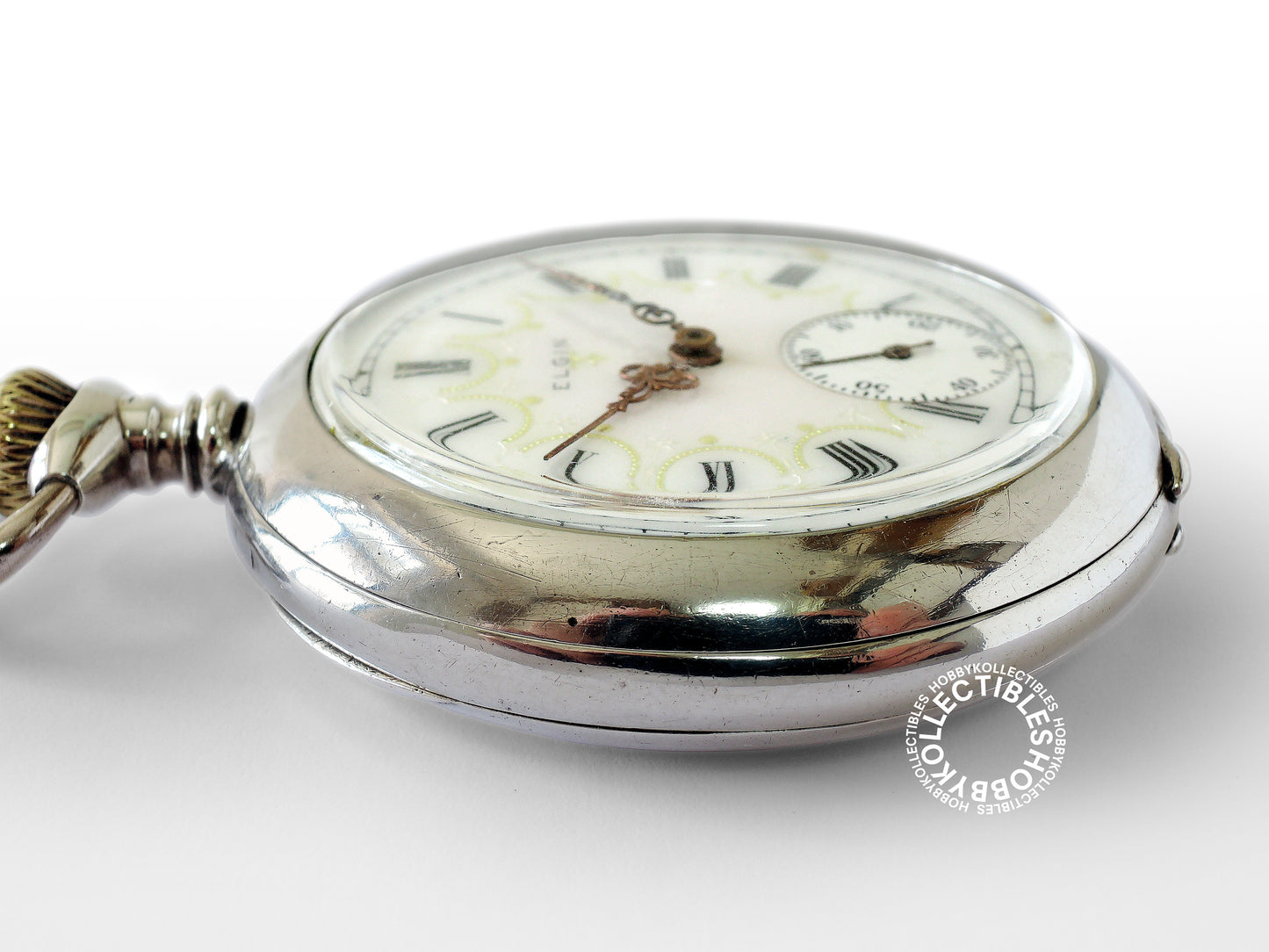 Elgin Silver Open Face Fancy Dial Lever Pocket Watch(RE-CASE)