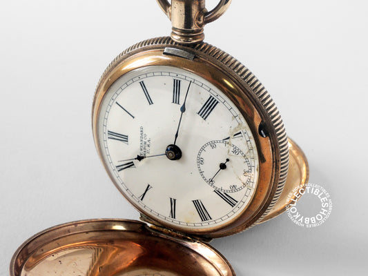 New York Standard Gold Plated Hunting Lever Pocket Watch