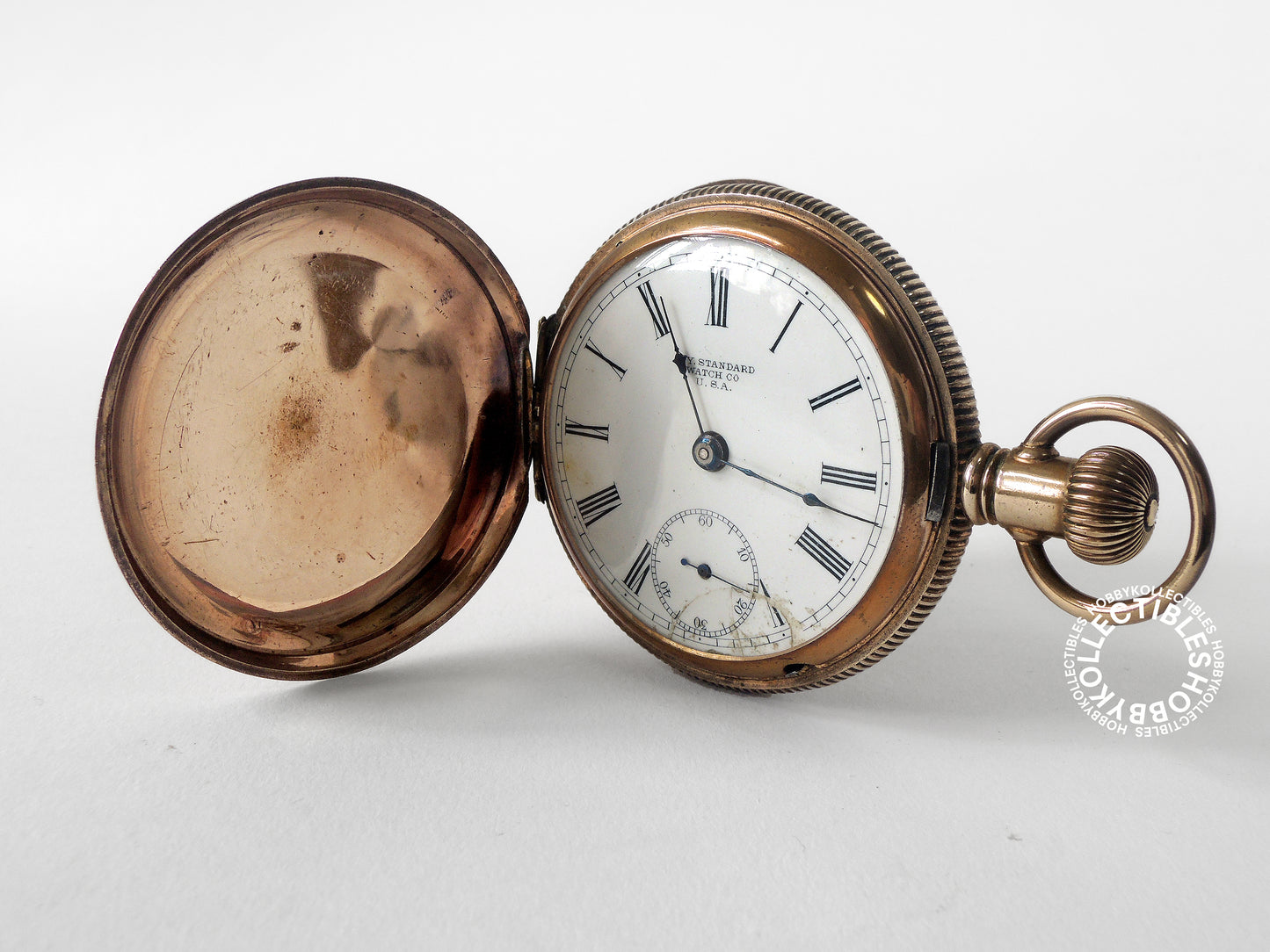 New York Standard Gold Plated Hunting Lever Pocket Watch