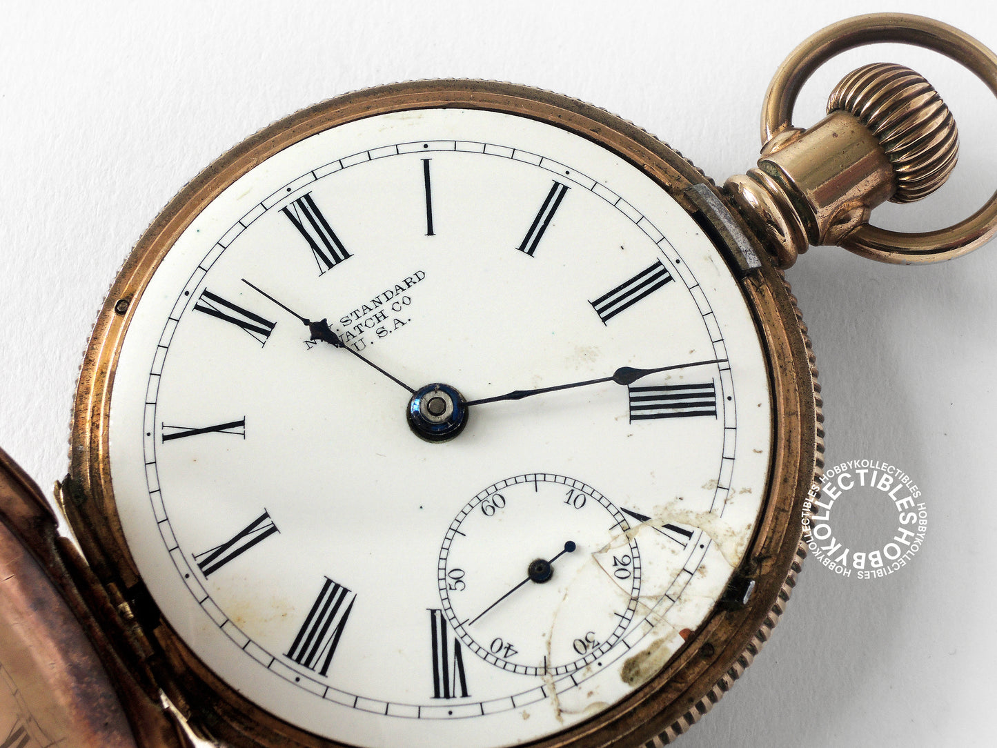 New York Standard Gold Plated Hunting Lever Pocket Watch