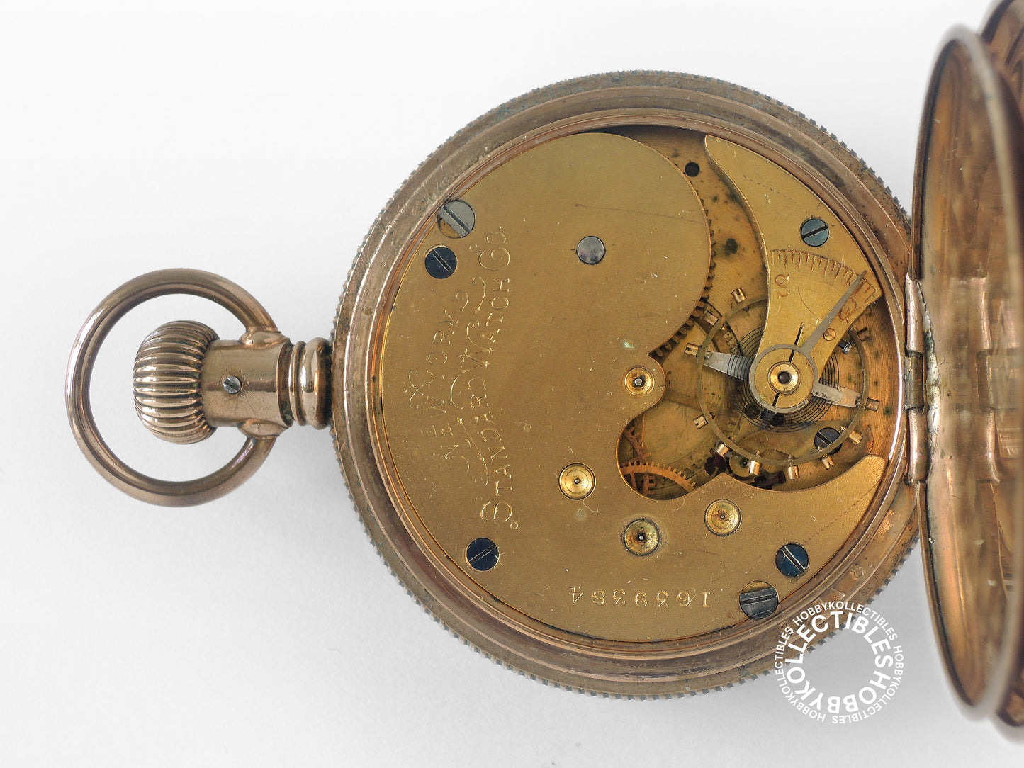 New York Standard Gold Plated Hunting Lever Pocket Watch