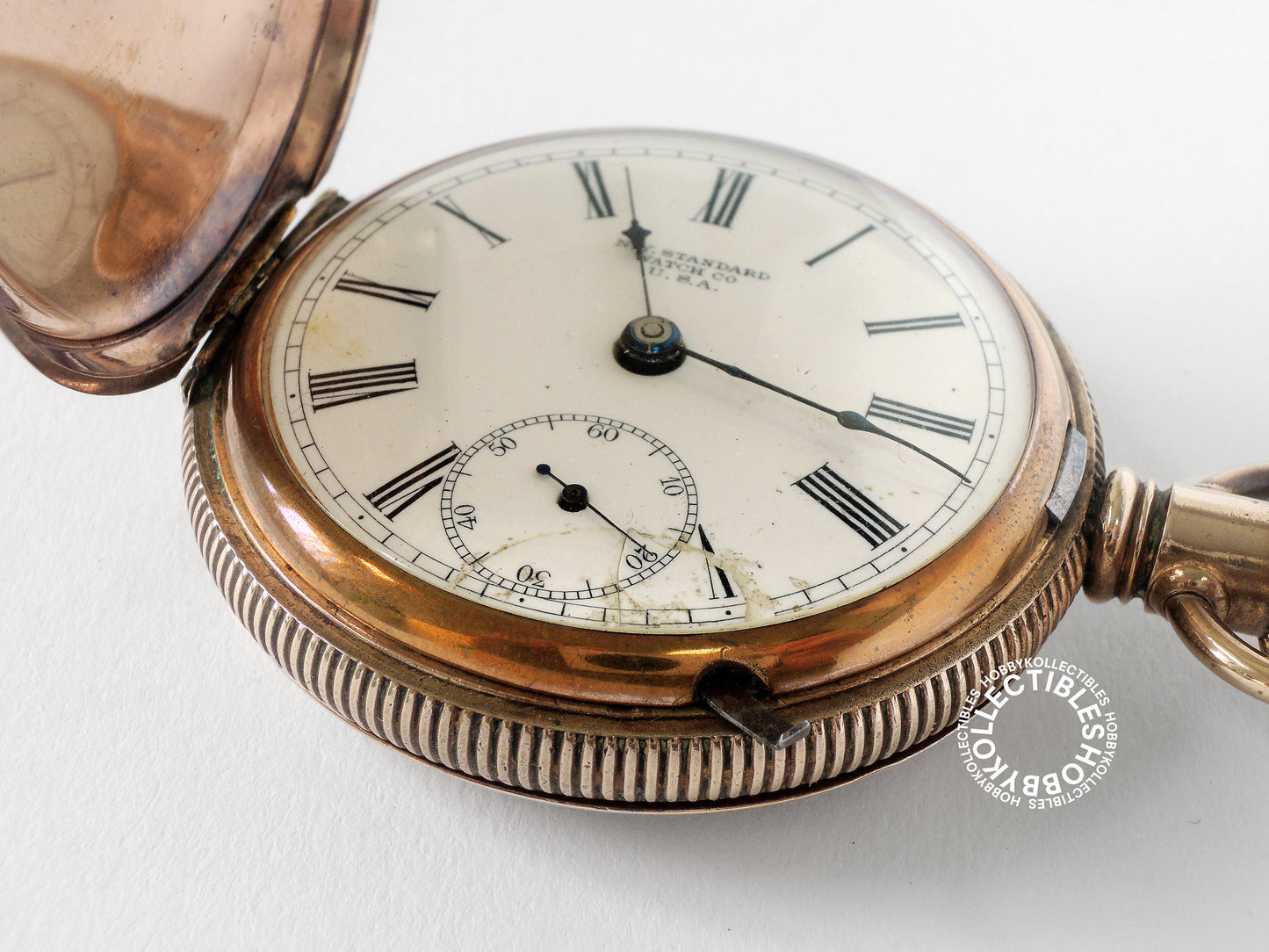 New York Standard Gold Plated Hunting Lever Pocket Watch